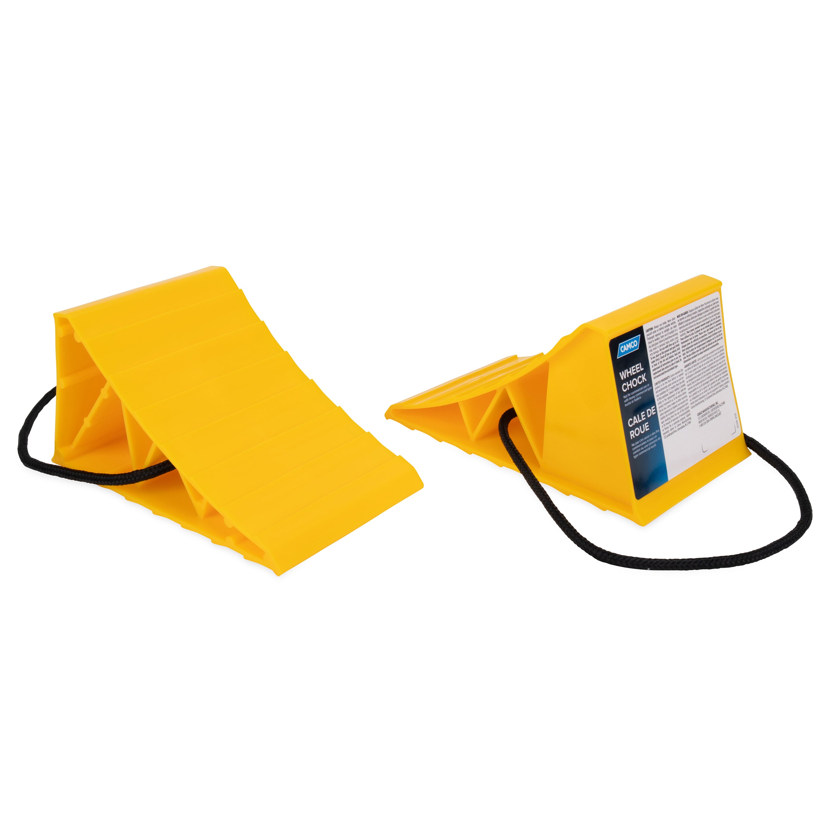 Wheel Chock with Rope, Yellow 2-Pack