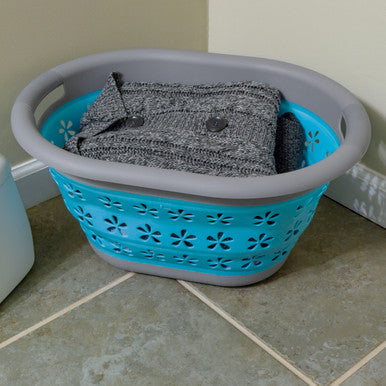 Collapsible Utility Basket, Small, Gray/Teal