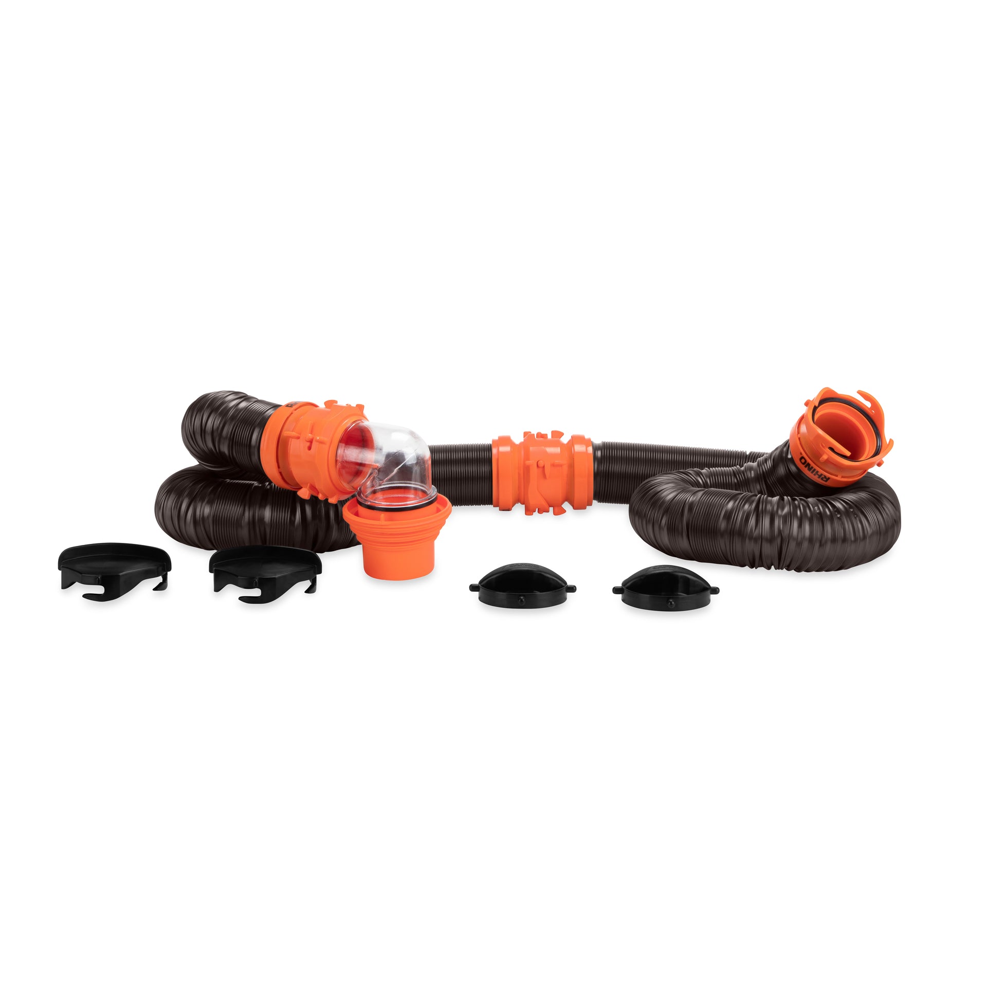 RhinoFLEX 20' Sewer Hose Kit w/4N1,Elbow, Caps