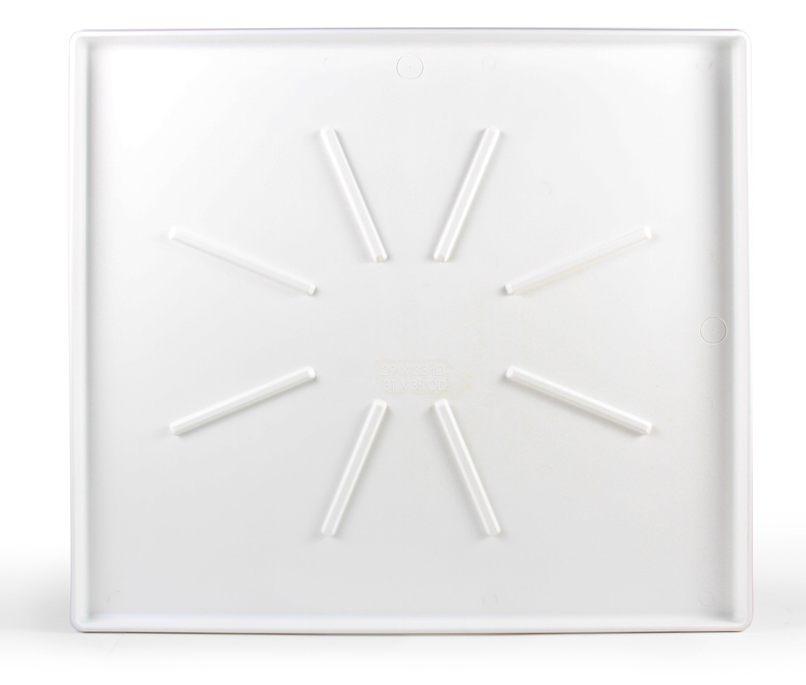 Camco WM Drain Pan-30.5x34.5 OD LowProfile w/PVCFittingWhite (E/F)